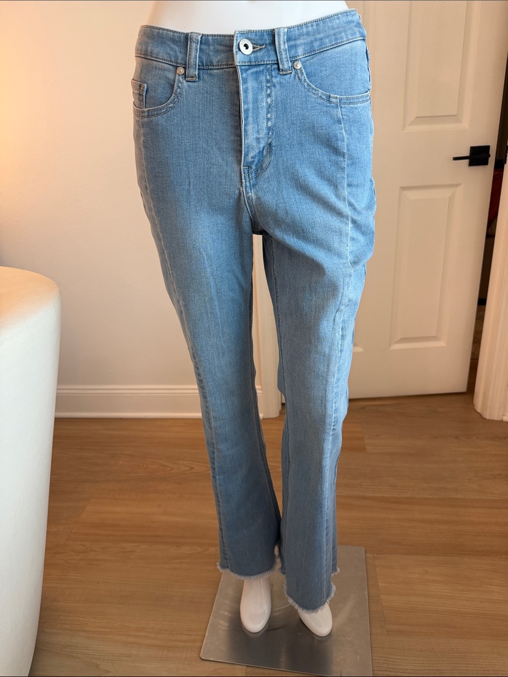 All Worthy Light Blue Women Flare Leg / Frayed Hem